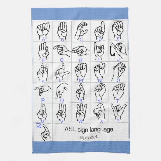 SIGN-TAAL ALPHABET keukenhanddoek (Verticaal)