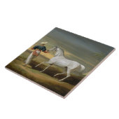 Signaal, een grijze Arabier, met een Groom in de w Tegeltje (Zijkant)