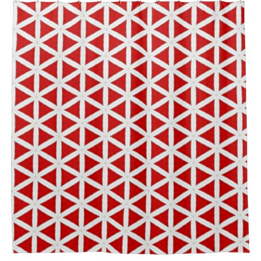 Signaal Flux – Rood & Wit Modern Design Douchegordijn (Voorkant)