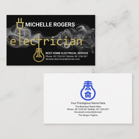 Signaal van de bliksemafdruk van de stijlvolle gou visitekaartje (Voorkant / Achterkant)