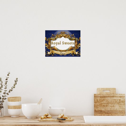 Signaal van Royal Sweets-Royal Blue- en Gold Party Poster (Keuken)