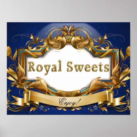 Signaal van Royal Sweets-Royal Blue- en Gold Party Poster (Voorkant)
