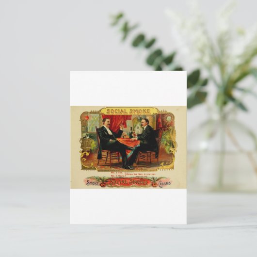  signaaldoos met label SOCIALE ROOK (L4) Briefkaart (Staand voorkant)