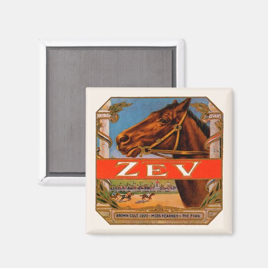  signaaletiket, Zev Race Horses Brown Colt Magneet (Voorkant / Achterkant)