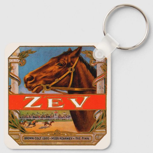  signaaletiket, Zev Race Horses Brown Colt Sleutelhanger (Achterkant)