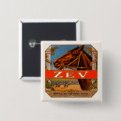  signaaletiket, Zev Race Horses Brown Colt Vierkante Button 5,1 Cm (Voorkant /achterkant)