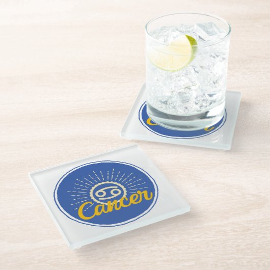 Signaalkaart voor kankertherapie glazen onderzetter (Schuin)