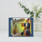 signaallabel, magische wizard met zwart katje (Staand voorkant)