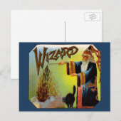  signaallabel, magische wizard met zwart katje briefkaart (Voorkant / Achterkant)