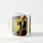  signaallabel, magische wizard met zwart katje koffiemok (Voorkant links)