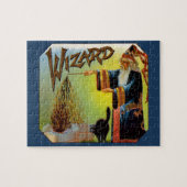  signaallabel, magische wizard met zwart katje legpuzzel (Horizontaal)