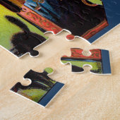 signaallabel, magische wizard met zwart katje legpuzzel (Zijkant)