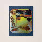 signaallabel, magische wizard met zwart katje legpuzzel (Verticaal)