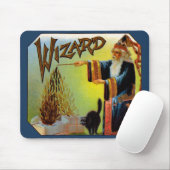  signaallabel, magische wizard met zwart katje muismat (Met muis)