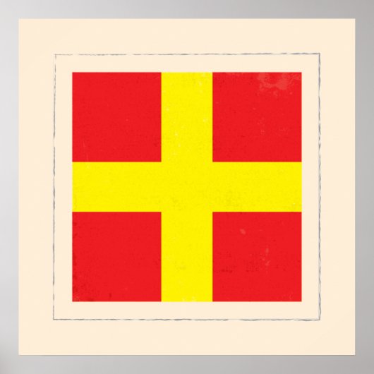 Signaalvlag (Nautisch letter "R") Poster (Voorkant)