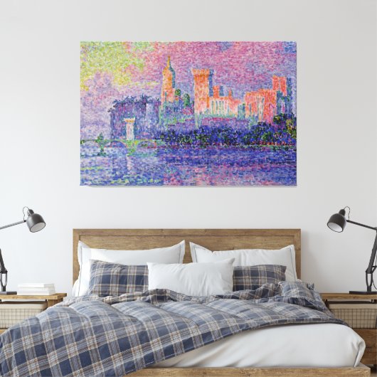 Signac's Le Château des Papes Canvas Afdruk (Insitu (Slaapkamer))
