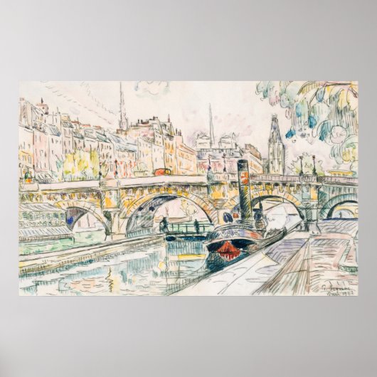 Signac's Tugboot bij Pont Neuf, Parijs Poster (Voorkant)
