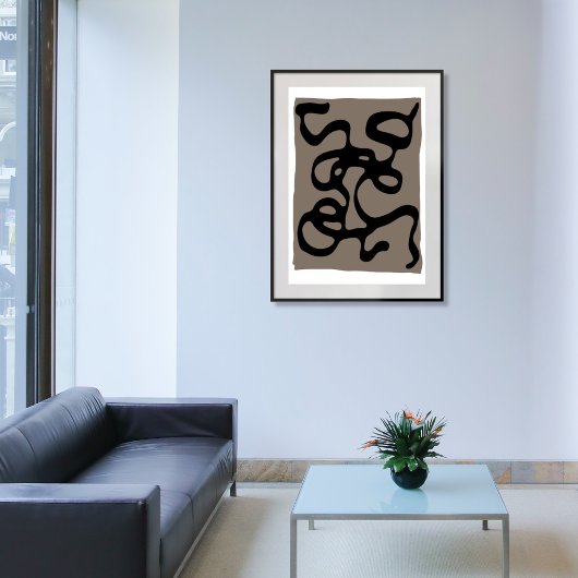 Signalen op afstand: Abstract zwart & grijs Canvas Afdruk