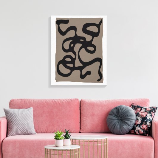 Signalen op afstand: Abstract zwart & grijs Canvas Afdruk (Insitu (Woonkamer))