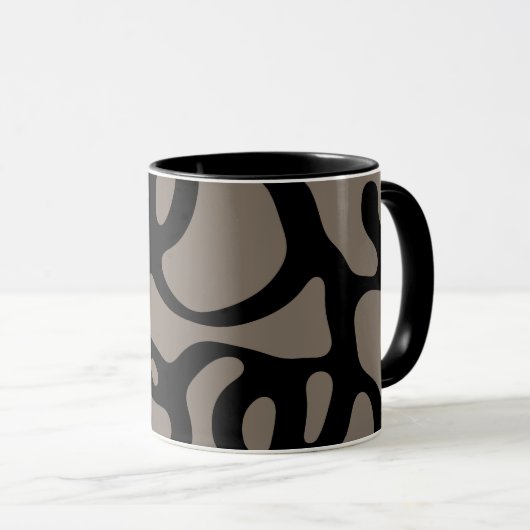 Signalen op afstand: Abstract zwart & grijs Mok (Voorkant rechts)
