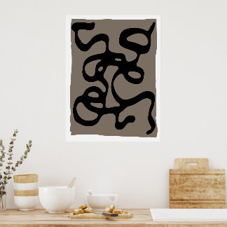 Signalen op afstand: Abstract zwart & grijs Poster