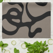 Signalen op afstand: Abstract zwart & grijs Theedoek (Gevouwen)