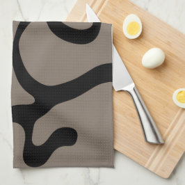 Signalen op afstand: Abstract zwart & grijs Theedoek