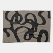 Signalen op afstand: Abstract zwart & grijs Theedoek (Horizontaal)