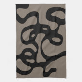 Signalen op afstand: Abstract zwart & grijs Theedoek (Verticaal)