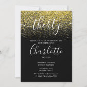 Signature 30th Birthday Gold Glitter Confetti Kaart (Voorkant)