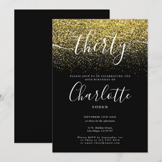 Signature 30th Birthday Gold Glitter Confetti Kaart (Voorkant / Achterkant)