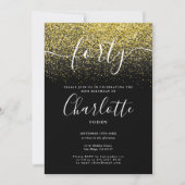 Signature 40th Birthday Gold Glitter Confetti Kaart (Voorkant)