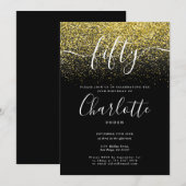 Signature 50ste verjaardag Gouden Glitters Confett Kaart (Voorkant / Achterkant)