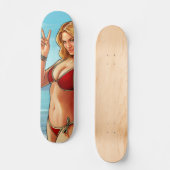 Signature Beach Babe Custom Pro Long Board Skateboard (Voorkant)