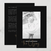 Signature Cheer Chic Black New Years Fotokaart Feestdagenkaart (Voorkant / Achterkant)