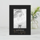 Signature Cheer Chic Black New Years Fotokaart Feestdagenkaart (Staand voorkant)