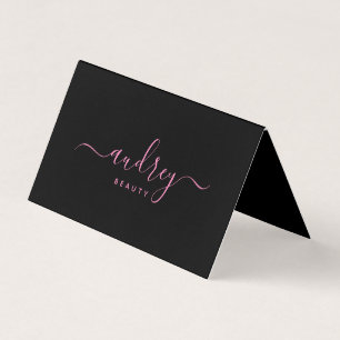 Signature Chic Typography Pink and Black Visitekaartje