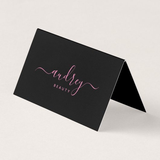 Signature Chic Typography Pink and Black Visitekaartje (Voorkant)