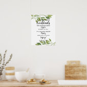 Signature Cocktail bar sign botanical bruiloft Poster (Keuken)