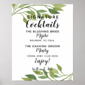 Signature Cocktail bar sign botanical bruiloft Poster (Voorkant)
