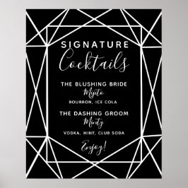 Signature Cocktail bar sign geometrisch bruiloft Poster