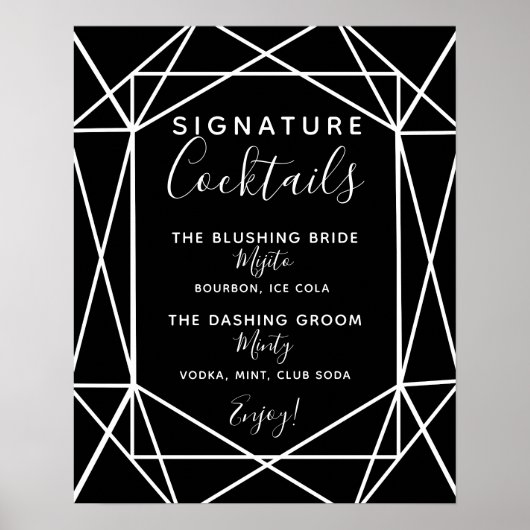 Signature Cocktail bar sign geometrisch bruiloft Poster (Voorkant)