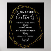 Signature Cocktail bar sign geometrisch bruiloft Poster (Voorkant)