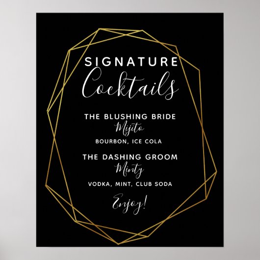 Signature Cocktail bar sign geometrisch bruiloft Poster (Voorkant)