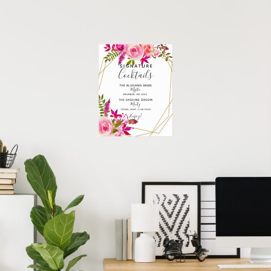 Signature Cocktail bar sign geometrisch bruiloft Poster (Thuiskantoor)