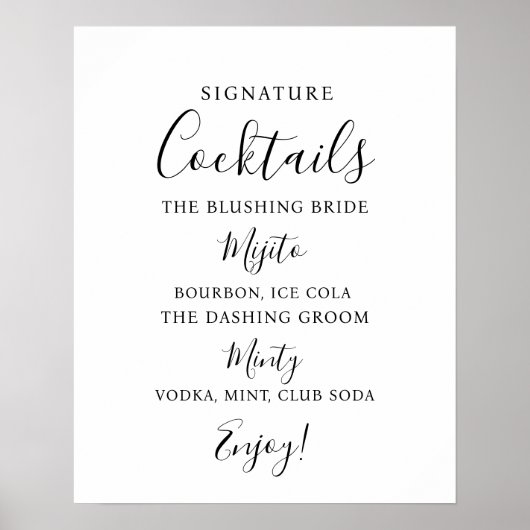 Signature Cocktail bar teken moderne bruiloft Poster (Voorkant)