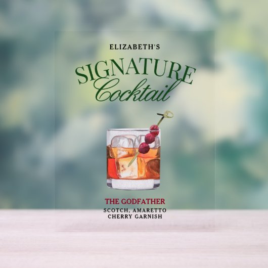 Signature Cocktail Classy Green & Red Acryl Bord (Neutraal)