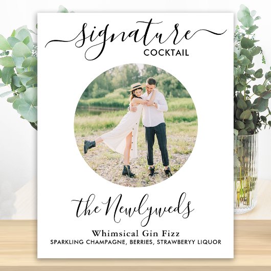 Signature Cocktail Custom Photo Wedding Drink Bar Poster