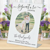 Signature Cocktail Custom Photo Wedding Drink Bar Reclamebord Met Voetstuk