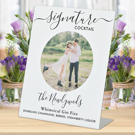 Signature Cocktail Custom Photo Wedding Drink Bar Reclamebord Met Voetstuk